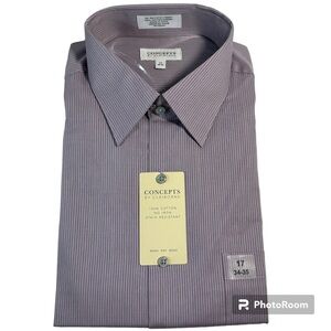 🔵 CONCEPTS by Liz Claiborne Fitted Long Sleeve Purple Dress Shirt Size 17 34/35